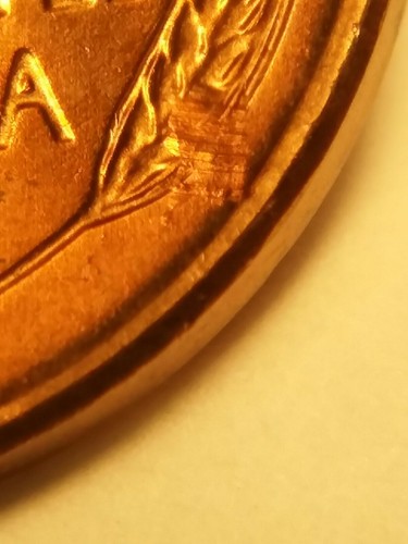 bu 1957 d Lincoln wheat cent struck through error - Picture 3 of 4