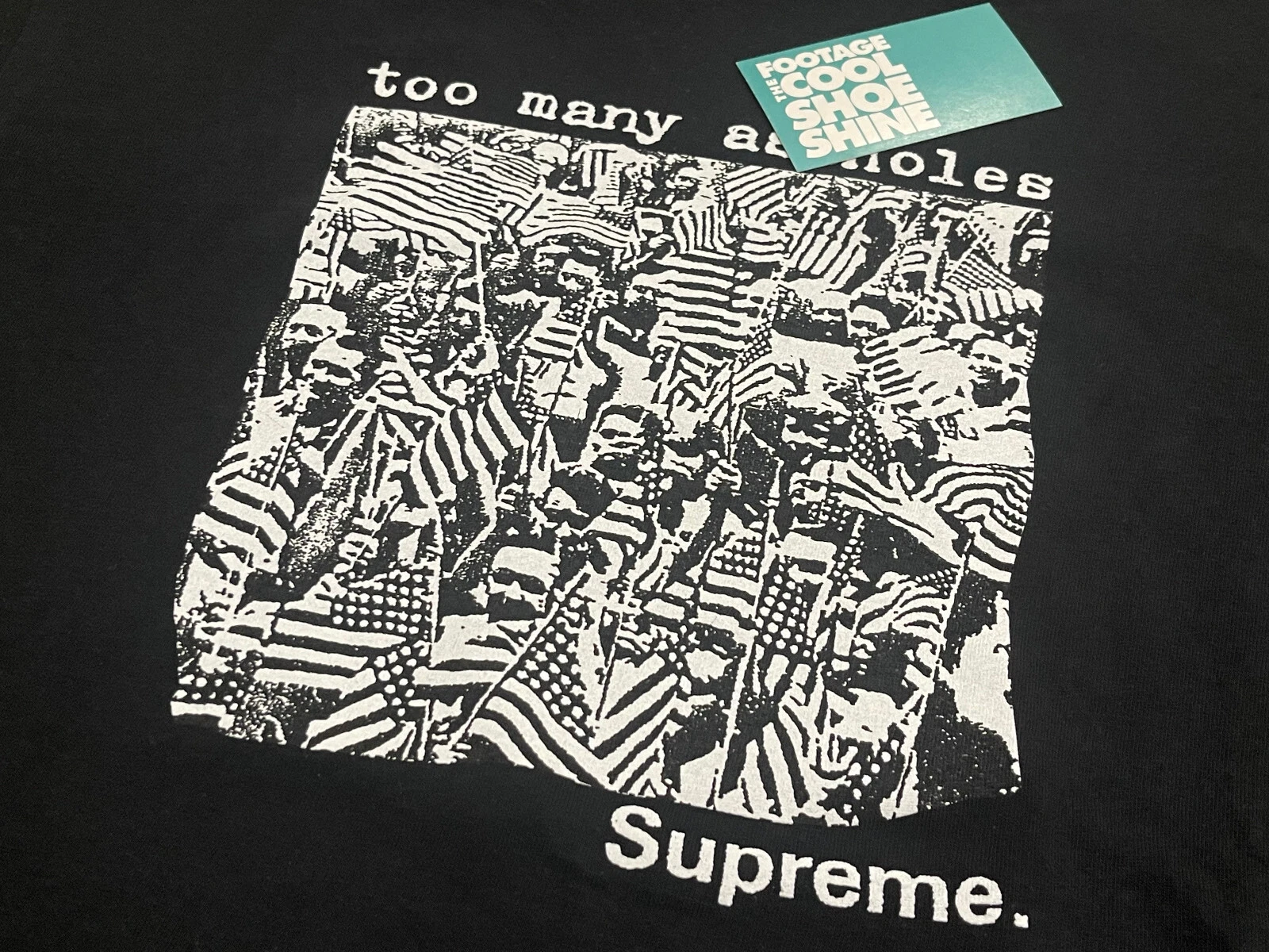 2022 SS22 SUPREME TOO MANY AHOLES TEE SHIRT NOIR BOÎTE BLANCHE LOGO MOYEN M