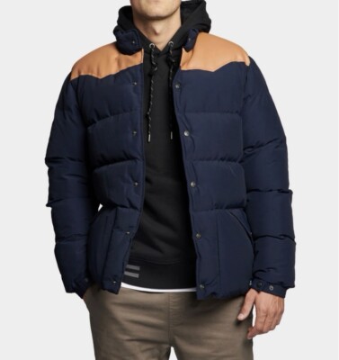 PENFIELD Men's Insulated Winter Pellam Down Jacket Navy Blue Blazing  (Large) UK