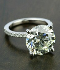 3.50Ctw Round Cut White Moissanite Engagement Ring Solid 14k White Gold Size 9