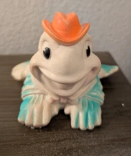 Vtg. 1955 Sun Rubber Squeaky Frog w/Hat and Jacket . Squeaker works.