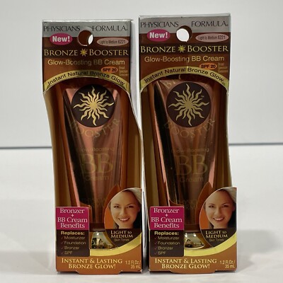 2x Physicians Formula Bronze Booster Glow Boostin BB Cream Light/Medium 6221 NEW