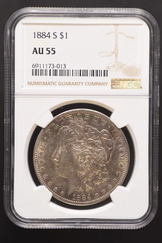 1884 S Morgan Silver Dollar NGC AU 55