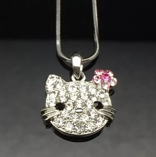 Swarovski crystal hello shop kitty pendant necklace