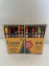 Vintage Crayola Crayons 24p in Original Box  Plastic Case Binney  Smith Used