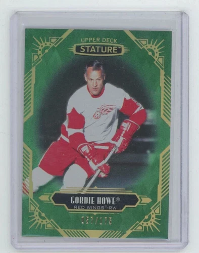 2020-21 UD Stature Green Gordie Howe Auto /175 #86 Detroit Red Wings