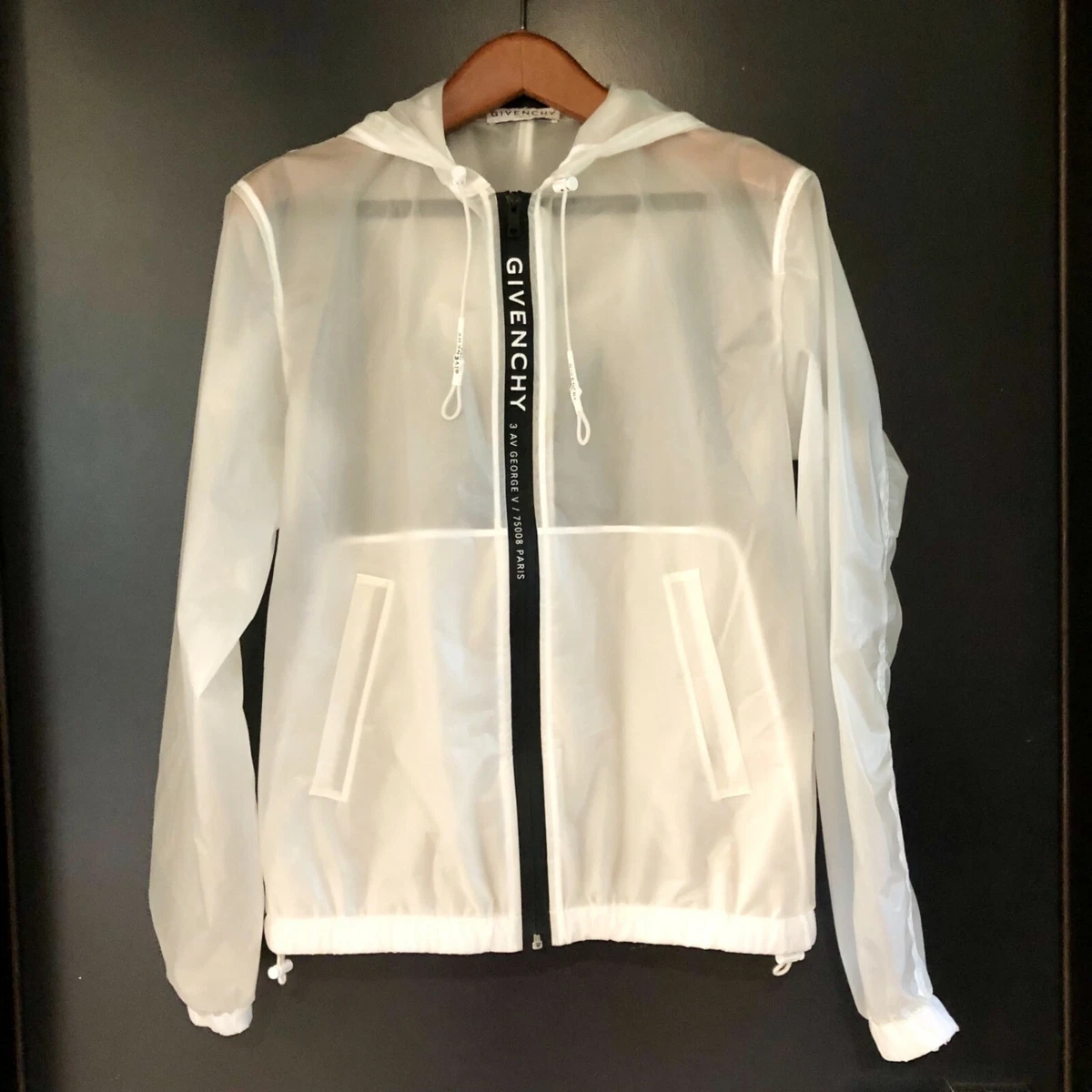 Givenchy White Transparent Windbreaker Jacket Unisex size 46 fits US size M