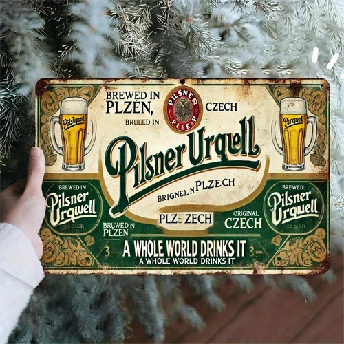 Vintage Pilsner Urquell Tin Metal Signs Retro Beer Decor, Weatherproof Signs