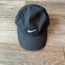 Nike Infant Baby Black Cotton Baseball Cap Swoosh Logo Adjustable Strap