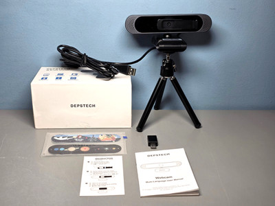 Depstech 4K AF UHD Webcam -Dual Microphone Plug & Play USB Tripod 360° Rotation