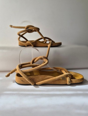 #ad Isabel Marant Lastro Suede Sandal 37 Designer Boho Desert Nomad Luxe Gladiator $190.00