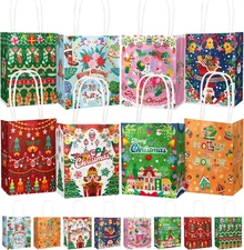 24PCS Christmas Paper Gift Bags with Handles Mini Teacup Bear Design 4.5x6