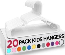 20Pack Kids Hangers 11.5in Plastic Baby Closet Hangers Children Clothes White...