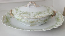 Antique France Limoges HFC & Koch Large Covered Serving Dish and Platter - GREAT