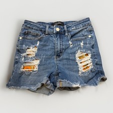 Judy Blue Floral Cut off Shortie Distressed womens jean Shorts size S
