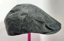 BABEYOND Flat Cap Gatsby Flapper Newsboy Size 59/7⅜/23" Black Grey Stripe 