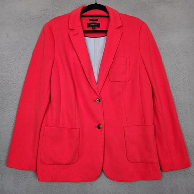 #ad Talbots Blazer Womens 16 Red Cotton Nylon Aberdeen Two Button Lined Academia $23.83