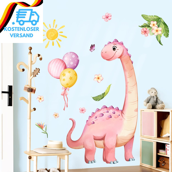 Supzone Wandtattoo Dinosaurier GroßE Rosa Wandaufkleber Dino Ballon Tropische Bl-image