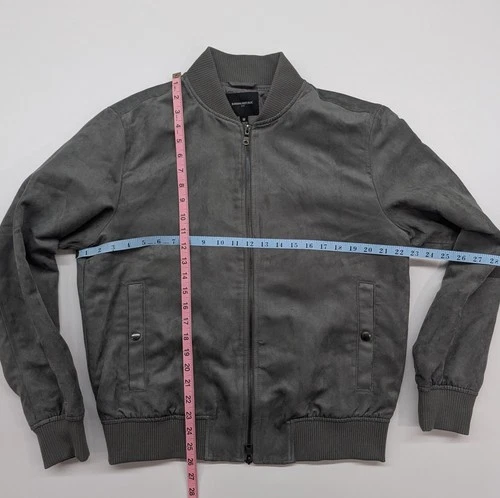 ​Banana Republic Mens Vegan Faux Suede Bomber Jacket Charcoal Gray Medium image 4