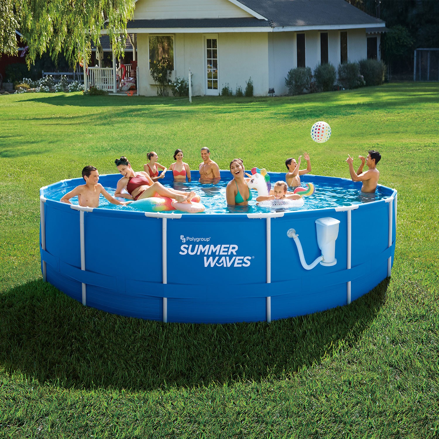 Summer Waves Active 10 Foot Metal Frame Above Ground Pool Set w/ Pump ...