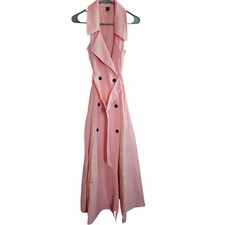 SHEIN Women’s S Pink French Style Dress A-Line Collared Sleeveless Belted Waist