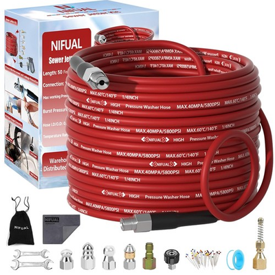 #ad #ad 5800PSI 50FT Sewer Jetter Kit Pressure Washer Drain Cleaner for Sewer Cleaning $74.65