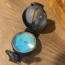 Engineers Lensatic Compass VINTAGE TAIWAN Made Blue Lens w Directional Site Work