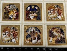 Tina Scrap 9"x21" CHRISTMAS Nativity Jesus 3 Wise Men Bethlehem Cotton Fabric