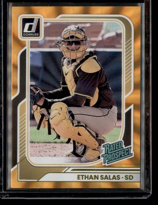 Ethan Salas 2026 Donruss Rated Prospect Orange Laser Holo /299 #191 Padres