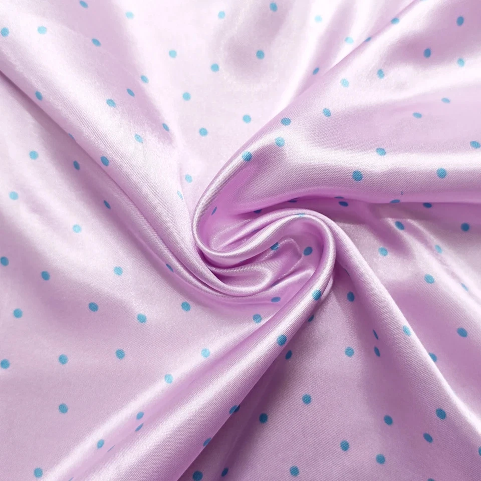 Tela satinada sedosa 58" de ancho por yarda Charmeuse material satinado pequeños lunares Foto 4 de 4