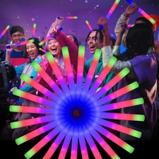 130 PCS LED Foam Glow Sticks Bulk, Glow in the Dark Party Supplies with 3 Mod...