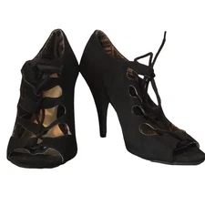 Christian Siriano for Payless Women’s Black Faux Suede Lace Up Heels Size 8.5