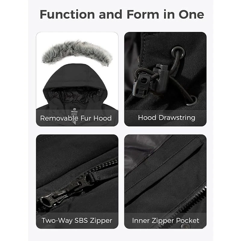 wantdo Men's Winter Jacket Thicken Winter Coat Warm Puffer Jacket with Faux Fur - product detail image 5