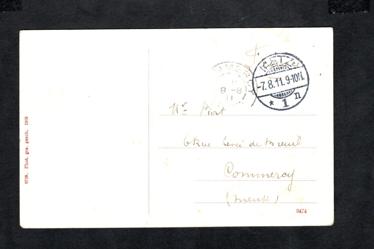 Germany 1911 stamps on postcard  WW1 Metz Zeppelin Mail, Airmail RR