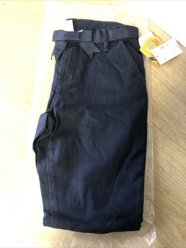 Gymboree Girls Belted Chino Pants uniform navy slate Size 8 - Picture 4 of 6