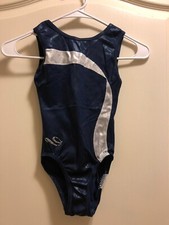 Dreamlight Activewear Gymnastics Leotard Navy Silver Foil Size Child 7/8
