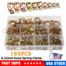 165PCS Spring Hose Clamps 6-22mm Water/Fuel Line Pipe Air Tube Clip Fastener Kit