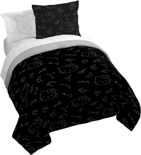 Hello Kitty Stars Queen Comforter Set - 7 Piece Bedding Includes Sheet Set & Pil
