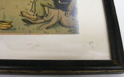 Vintage Framed Military Cartoon "The Tonsorial Artist Navy Style" WWII Era - Foto 5 di 8