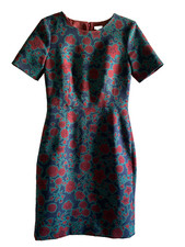 JCrew green red floral dress size 2