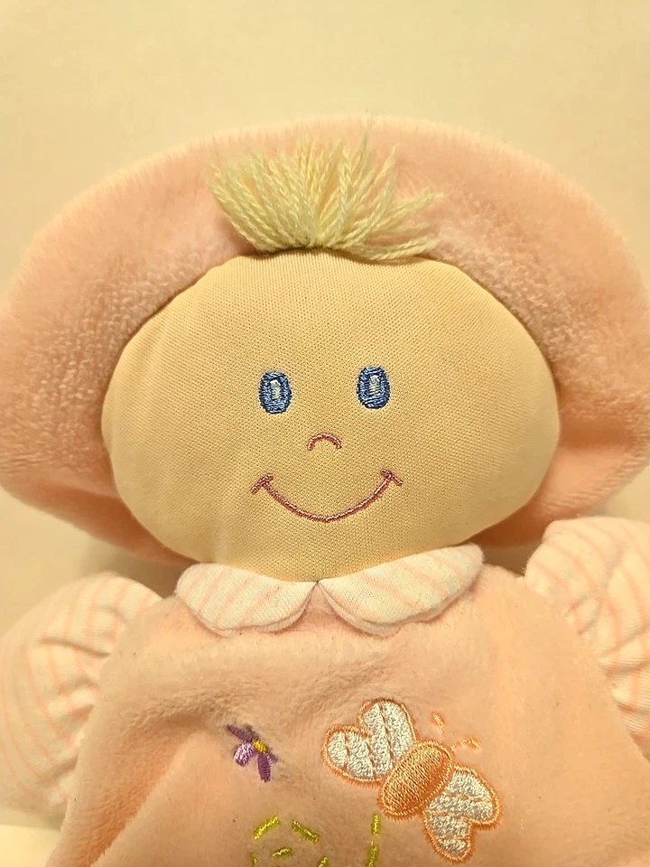 Animal Alley Soft Pink Baby Doll Plush Security Butterfly Dress Hat Blond Hair - Image 4 of 4
