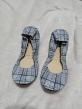 The Storehouse Leather Upper Gray Black Plaid Foldable Leather Ballet Flats 9 