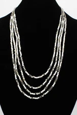 Classy New Multi Strand Necklace with White & Silver Beads nwt #N2626