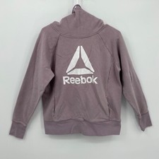 Reebok Women's Long Sleeve Hoodie Pullover Casual Purple Big Logo Size M