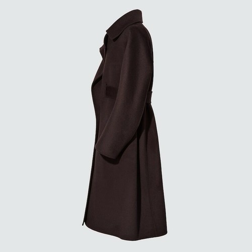 UNIQLO +J JIL SANDER Size XL . WOMEN CASHMERE BLEND LONG WRAP COAT. BROWN - Picture 3 of 4