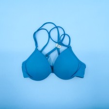 Victorias Secret 32B Bombshell Underwire Blue Push-up Bikini Beach Top Swimsuit