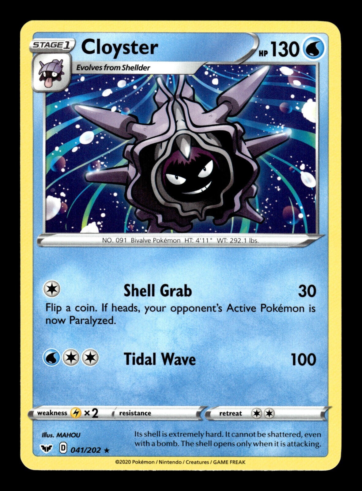 Cloyster RARE Pokemon TCG Card  041/202