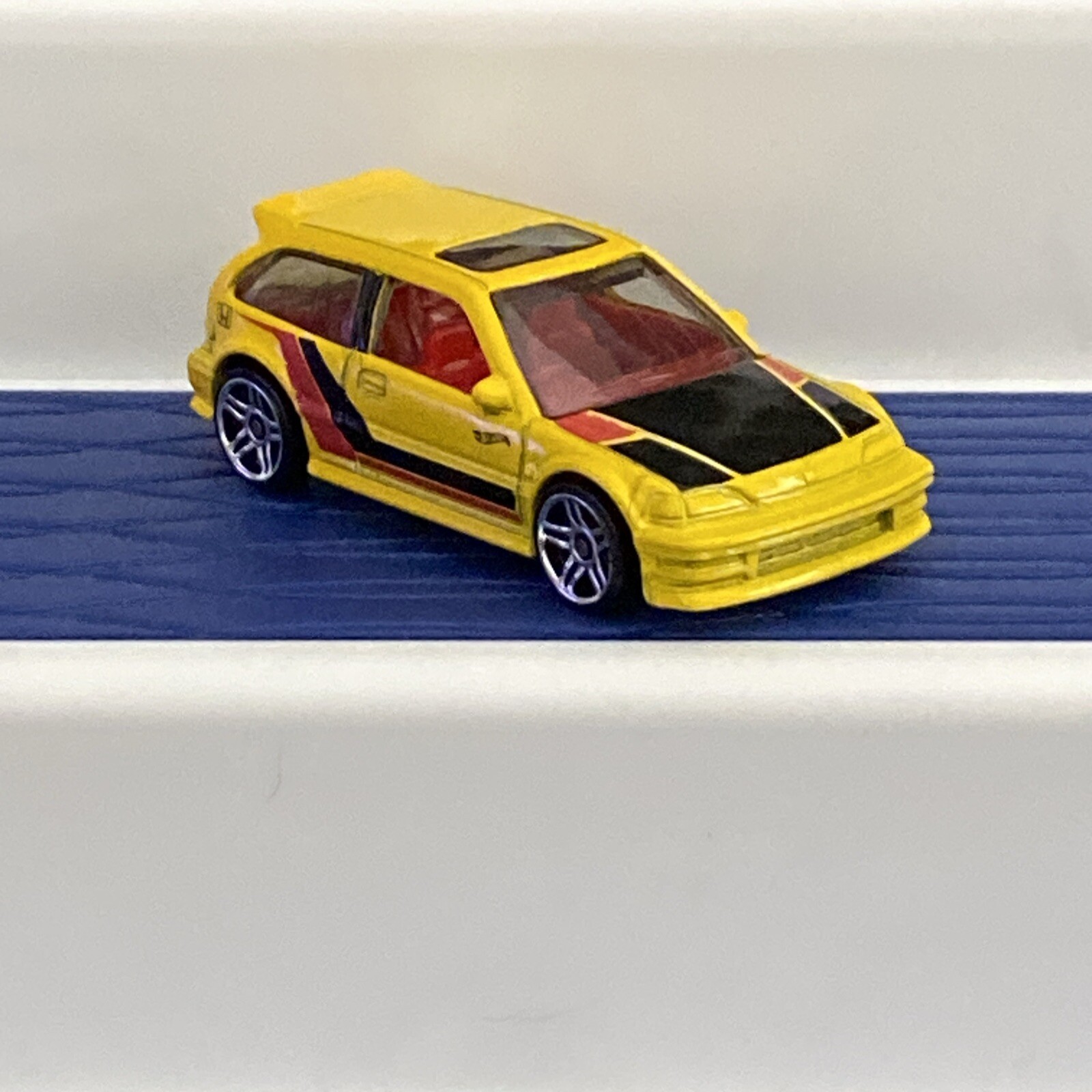 Hot Wheels Honda Civic EF Yellow Custom Wheels/Loose Car-image