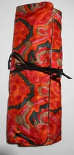 Rare VTG 1960's Psychedelic Mod Satin Travel Cosmetic/Toiletry Roll Bag Unused