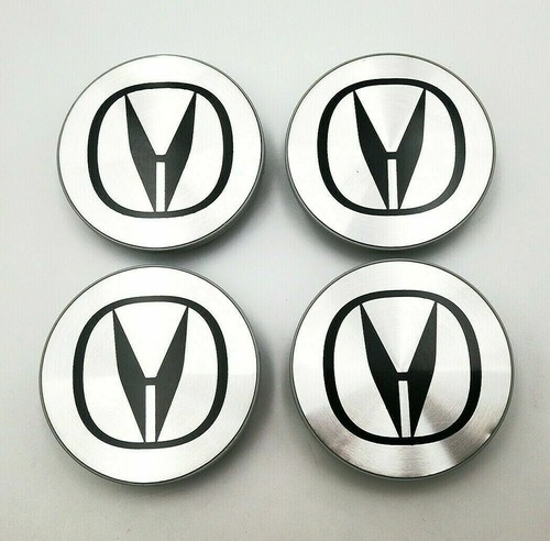 4PCS Acura Silver & Black 69MM Wheel Rim Center Hub Caps Cover Logo Emblem Badge - Picture 5 of 5